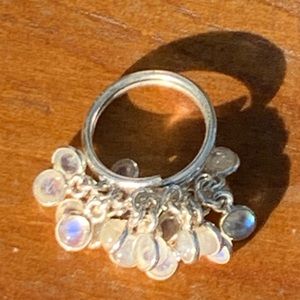 Get Ready to Rumba! Sterling Silver Moonstone Dangle Ring Size 8(ish)